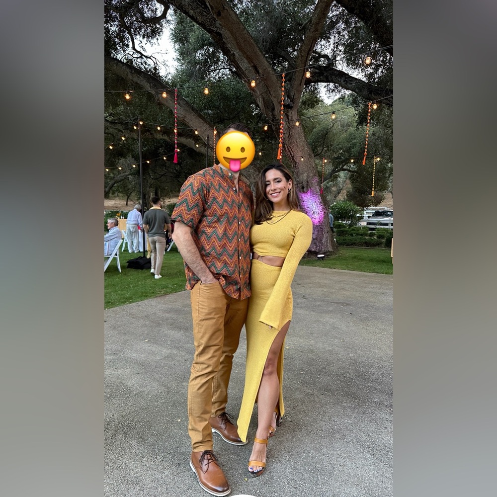 MESHKI Yellow Long Sleeve Dress with Cut Outs